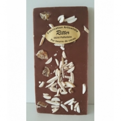 Tablette chocolat lait aux éclats d'amandes et gingembre confit   100gr