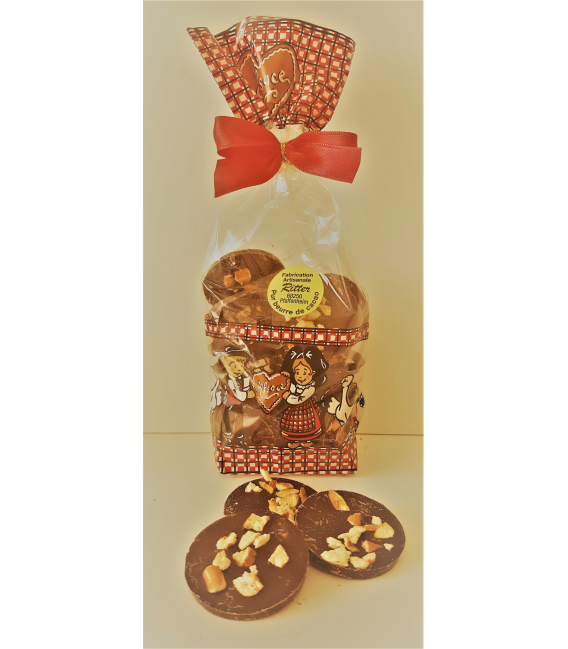 Sachet de palets chocolat noir aux brisures de bretzels 140gr
