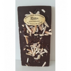 Tablette chocolat noir aux éclats d'amandes et raisins secs   100g