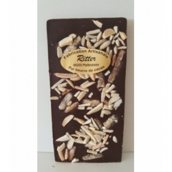 Tablette chocolat noir aux éclats d'amandes et écorces d'orange    100g