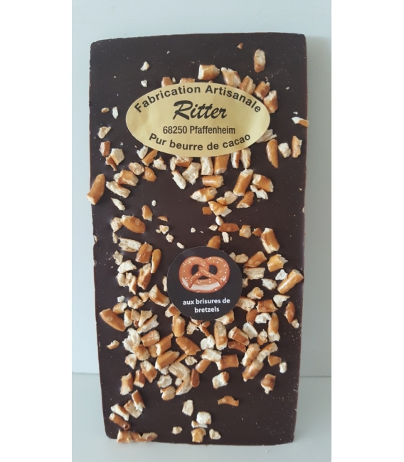Tablette chocolat noir aux brisures de bretzels   100gr
