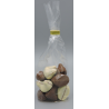 SACHET POULES FOURREES PRALINE 130GRS CHOCOLAT LAIT ET BLANC