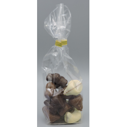 SACHET ANIMAUX FOURRES PRALINE 110GRS CHOCOLAT LAIT, NOIR, BLANC