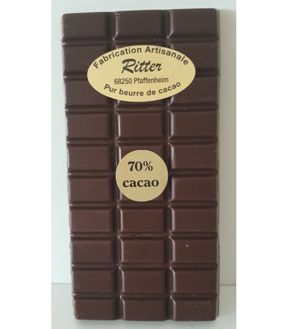 Tablette de chocolat noir  70% de cacao  100gr