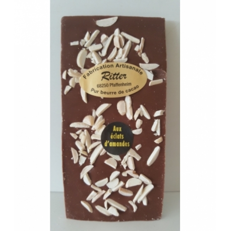 Tablette chocolat lait aux éclats d'amandes 100g