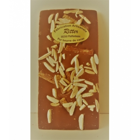 Tablette chocolat lait amandes écorces d'orange 100g